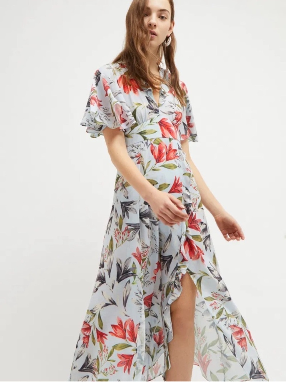french connection light blue dress Maxi with Red Floral Print Size:US size 16 Maroon Zip Up Short published-over-12-months Reuniontower Mini dresses A fitted